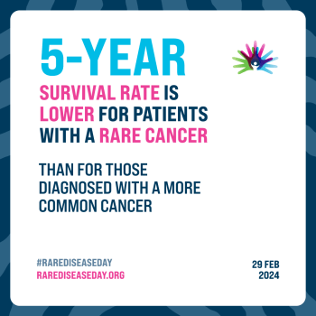 5-year survival rate is lower for patients with a rare cancer than for those diagnosed with a more common cancer